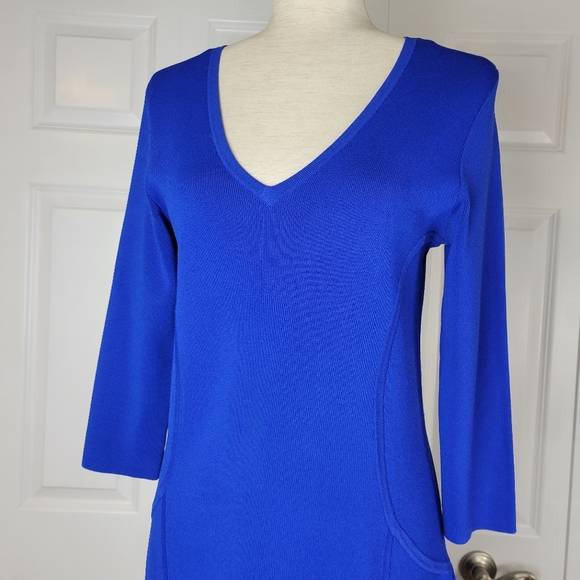 Ann Taylor Royal Blue Body Con Sweater Dress SZ M - Picture 10 of 16